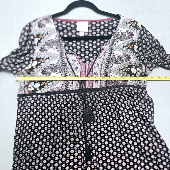 Knox Rose Paisley & Batic Print Flowy Quater Sleeve Midi sz M Tunic Dress - Picture 10 of 11